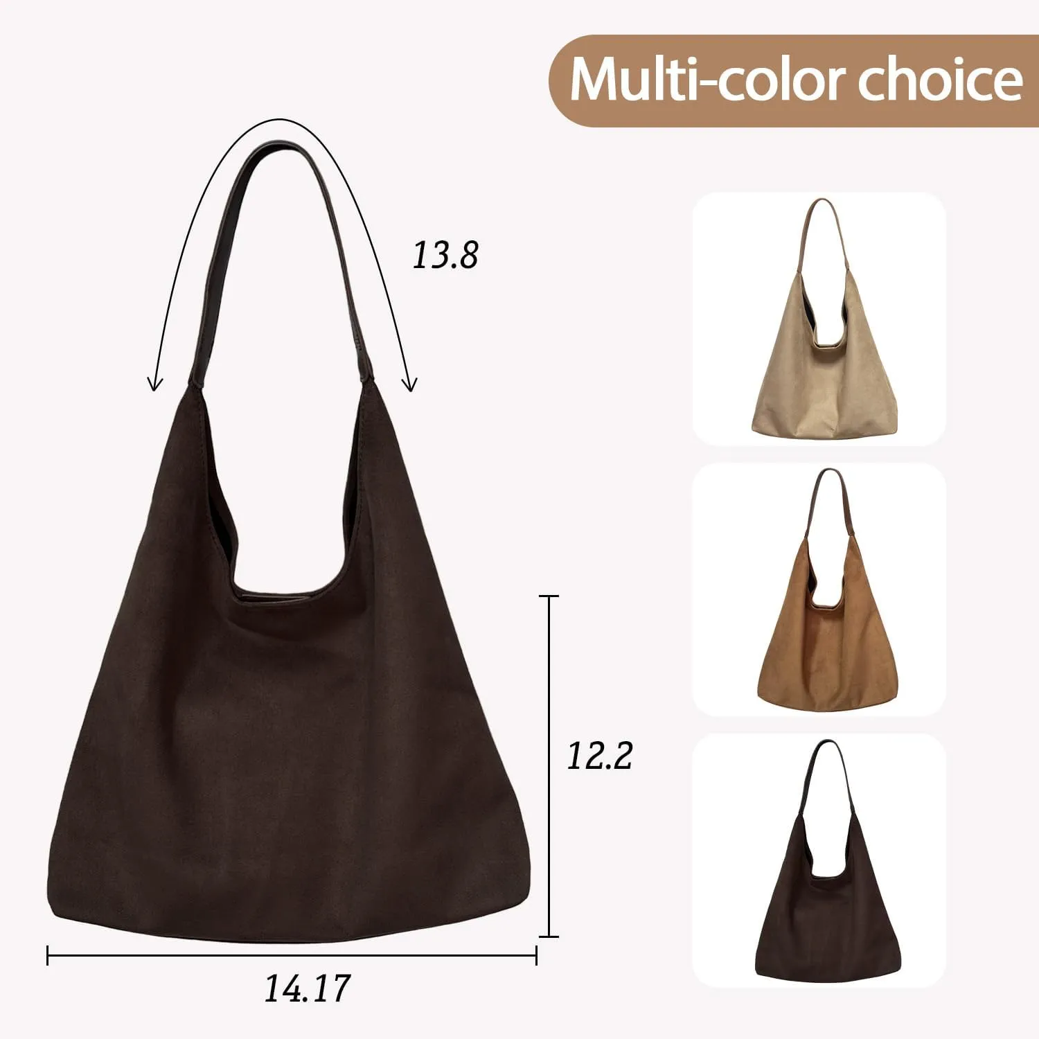 Suede Bags for Women New Suede Tote Bag for Women Fashionable Suede Bag Retro Suede Slouchy Bag Suede Shoulder Bag