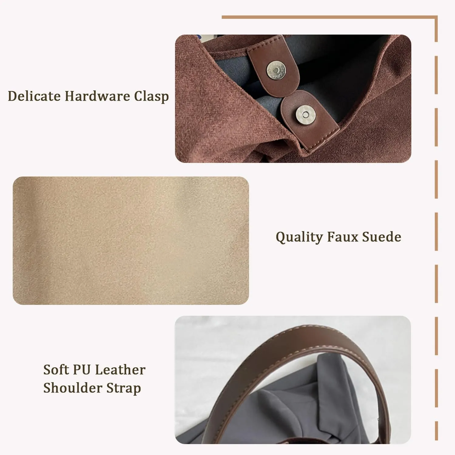 Suede Bags for Women New Suede Tote Bag for Women Fashionable Suede Bag Retro Suede Slouchy Bag Suede Shoulder Bag