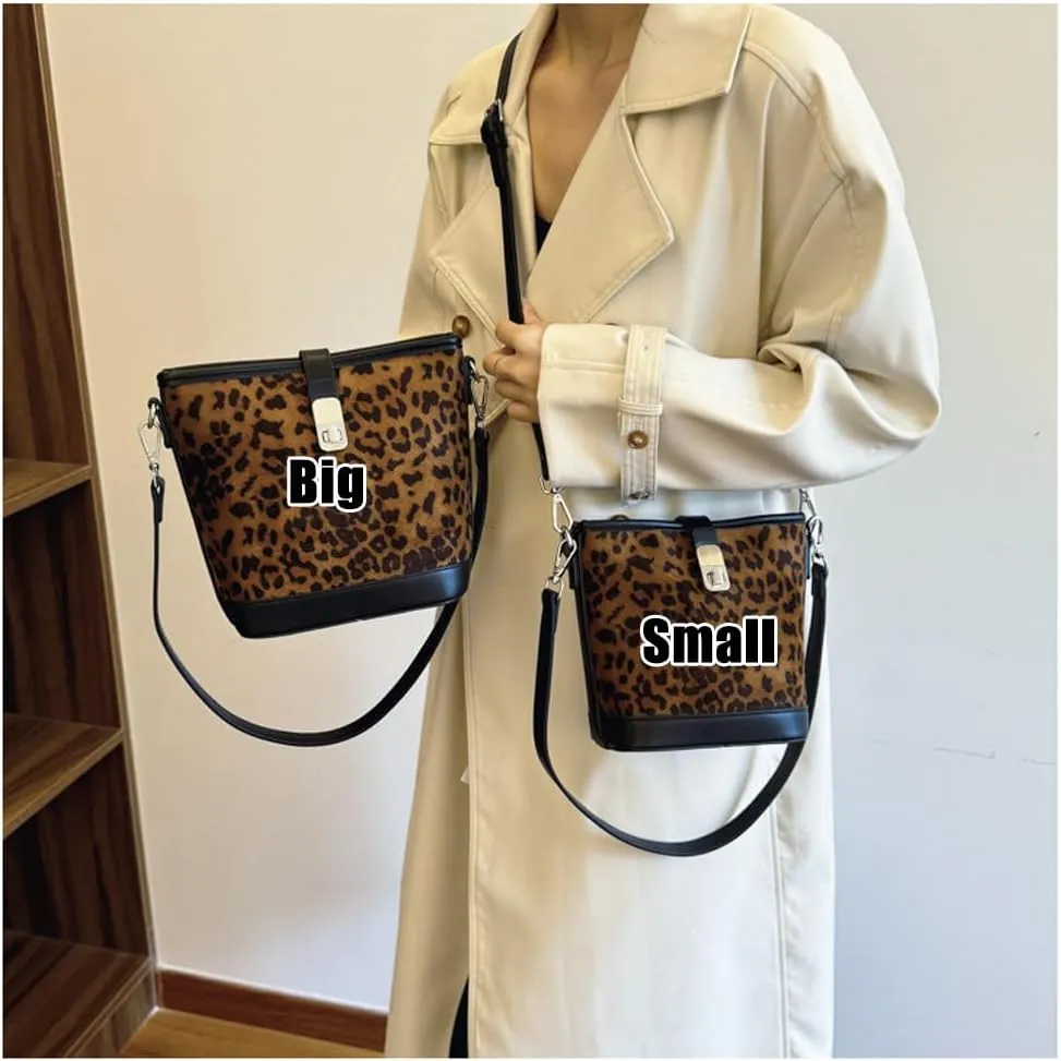 Suede Shoulder Bags for Women Retro Suede Bucket Crossbody Bag Suede Fall Purse Vintage Suede Handbag with Adjustable Strap