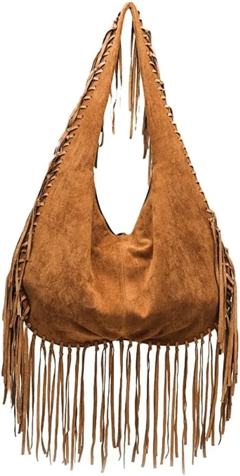 Suede Tote Bag for Women - Top Handle Fringe Shoulder Satchel and Purse - Stylish Handbag for Dating, Work, and Shopping