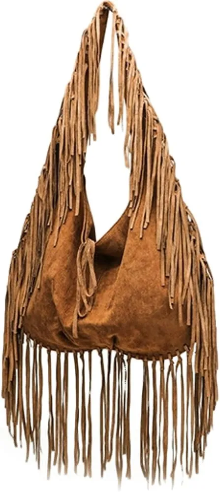 Suede Tote Bag for Women - Top Handle Fringe Shoulder Satchel and Purse - Stylish Handbag for Dating, Work, and Shopping