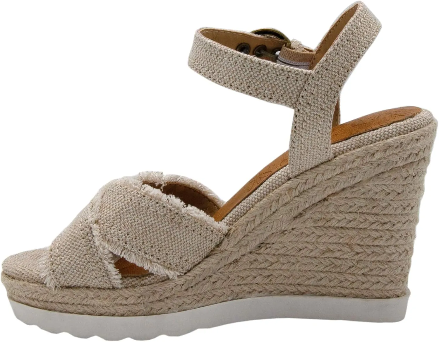 Sugar Espadrille Wedge Sandals for Women, Womens Wedge Sandals, Platform Wedge Sandals, Criss Cross Straps with Buckle and Fringe, Womens Sandals Fave