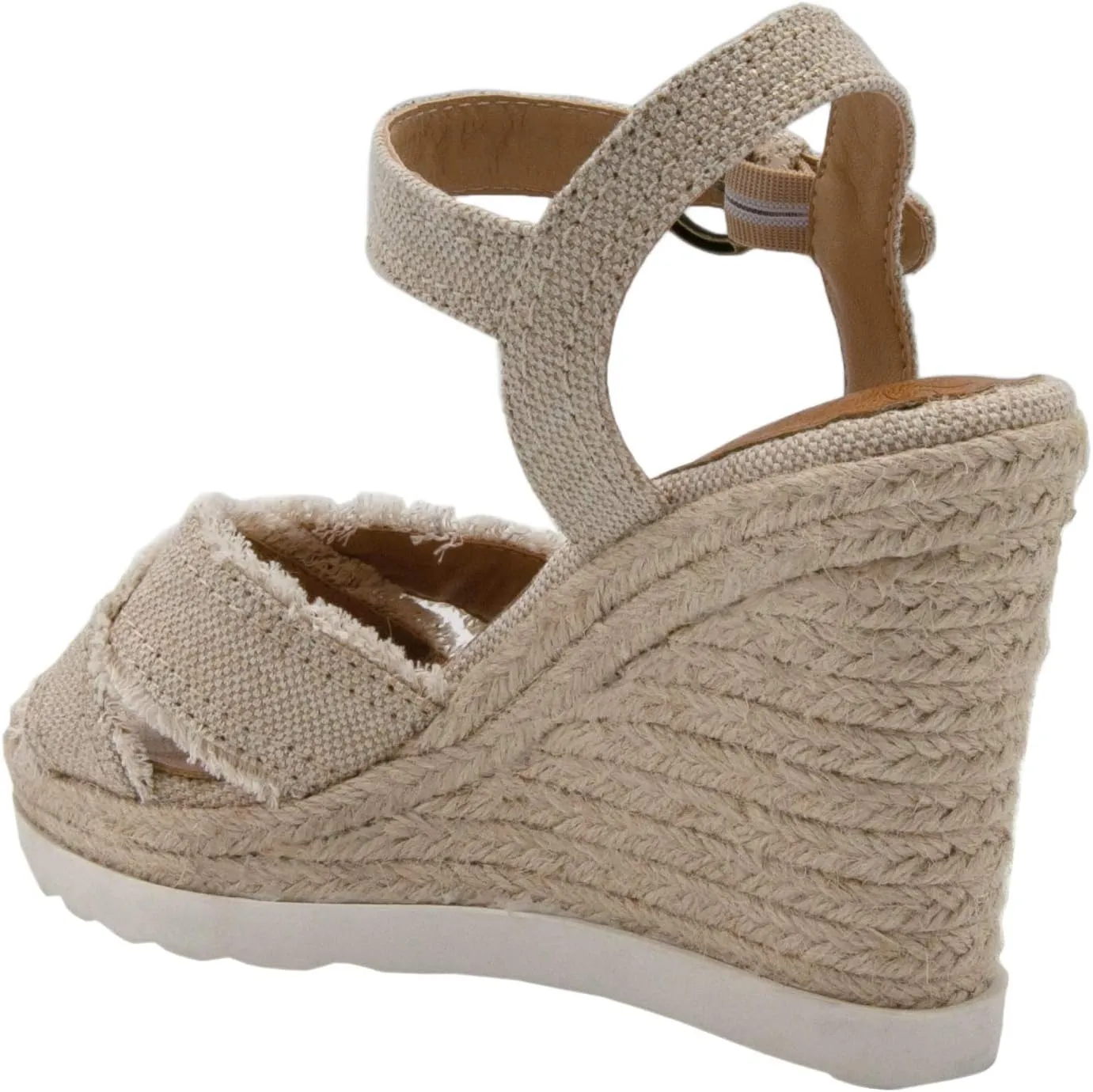 Sugar Espadrille Wedge Sandals for Women, Womens Wedge Sandals, Platform Wedge Sandals, Criss Cross Straps with Buckle and Fringe, Womens Sandals Fave