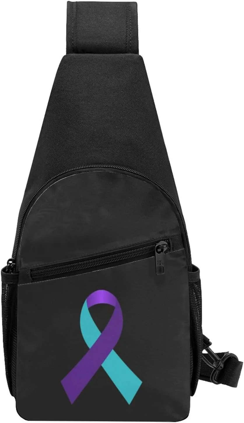 Suicide Prevention Awareness Ribbon Chest Pack Leisure Shoulder Crossbody Chest Bag