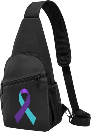 Suicide Prevention Awareness Ribbon Chest Pack Leisure Shoulder Crossbody Chest Bag