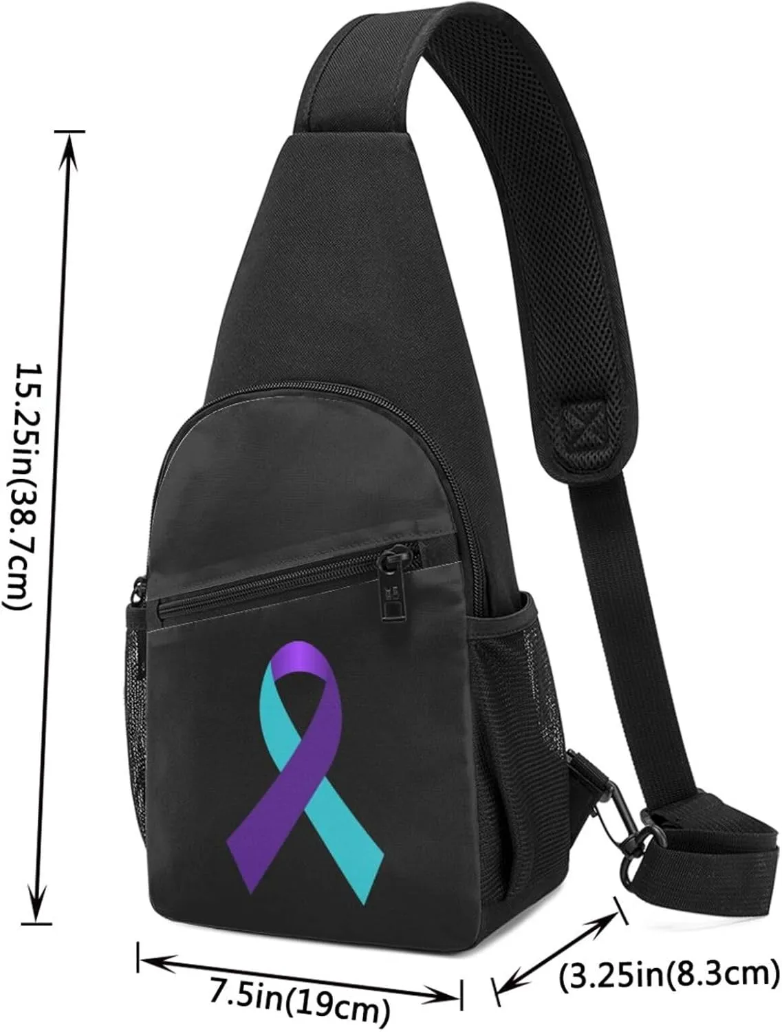 Suicide Prevention Awareness Ribbon Chest Pack Leisure Shoulder Crossbody Chest Bag