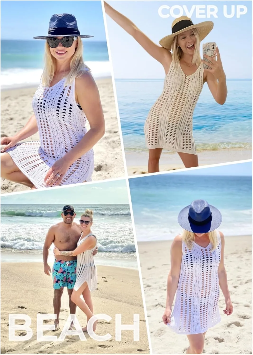 Sulozom Women Swimsuits Cover Ups Crochet Bathing Suit Tassel Bikini Coverup Beach Swimwear