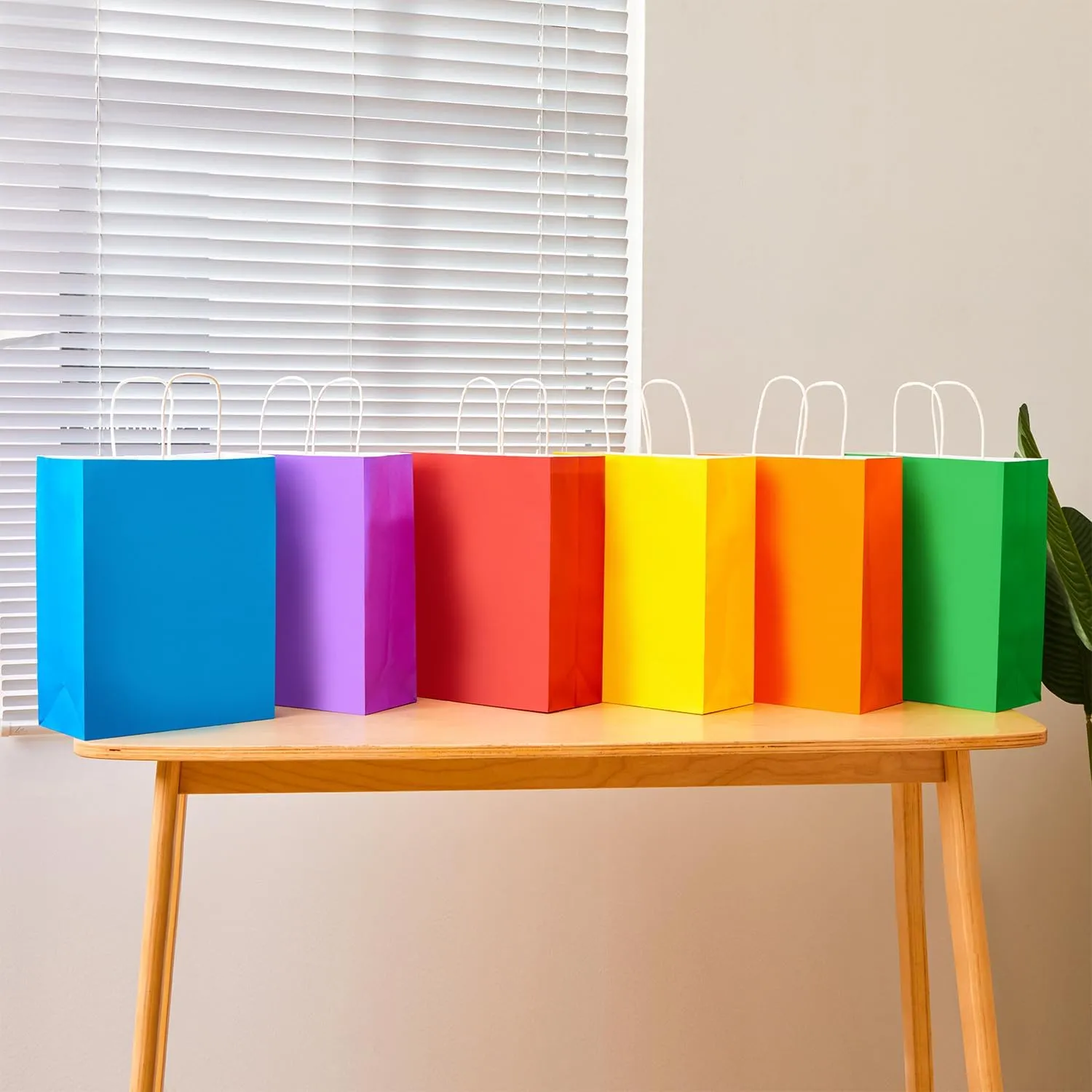 SUNCOLOR 24 Pack 13" Large Party Favor Bags for Birthday Party Gift Bags With Handle (Rainbow)