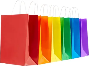 SUNCOLOR 24 Pack 13" Large Party Favor Bags for Birthday Party Gift Bags With Handle (Rainbow)