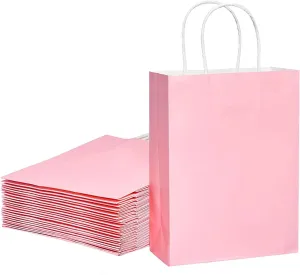 SUNCOLOR 24 Pack Small Party Favor Bags Goodie Bags for Birthday Party Gift Bags With Handle (Pink)