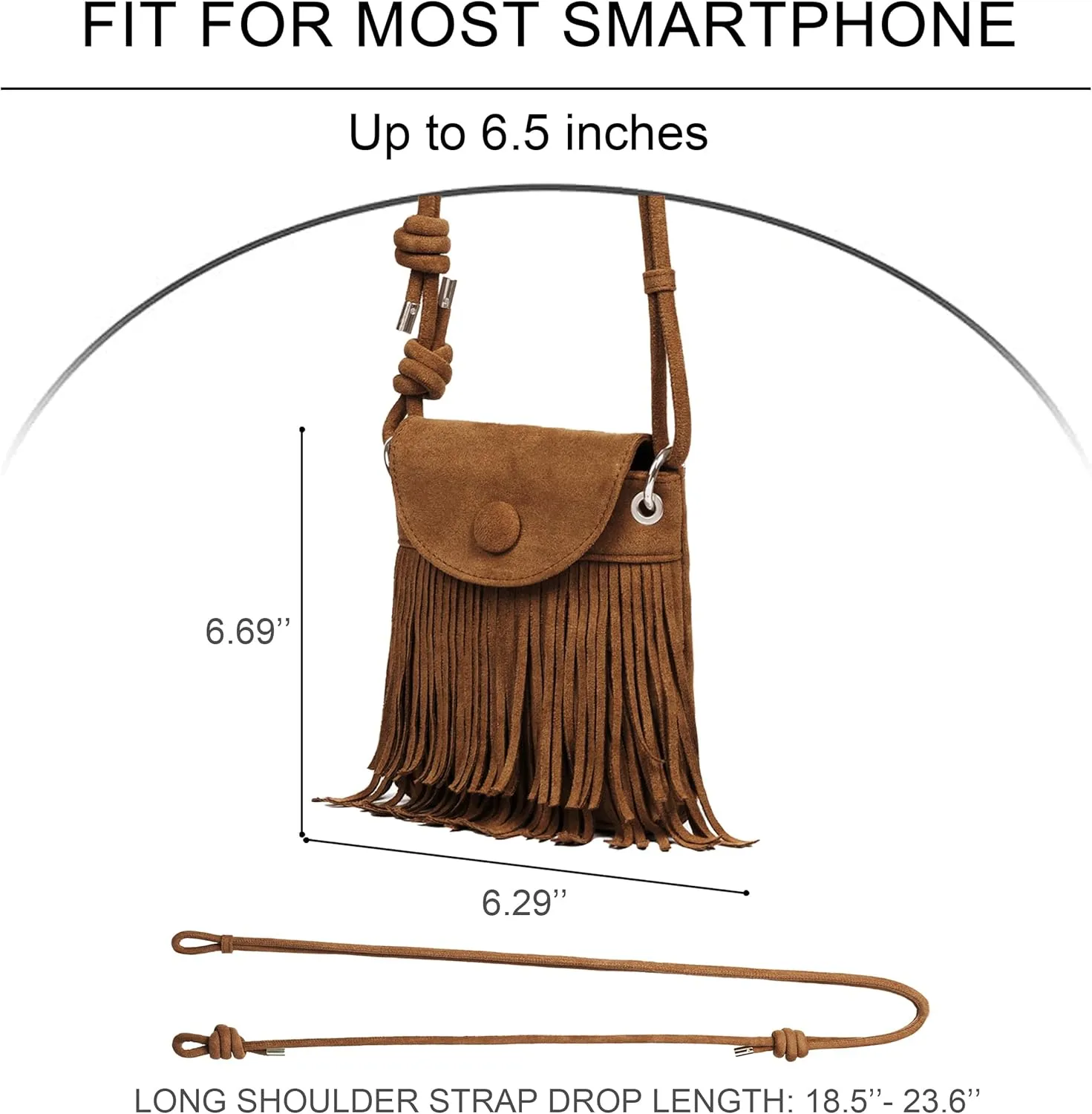 Sunwel Fashion Mini Fringe Purse Small Phone Bags for Women Western Cell Phone Wallet with Zipper Pockets