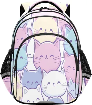 susiyo Cute and Cheerful Cat Double shoulders Backpack, zipper backpack, With compartments, Double side bag, for school