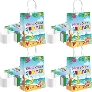 Sweetude 24 Pcs School's out for Summer Gift Bags End of School Year Present Summer Beach Pool Goodie Treat Paper Bags for Summer Vacation Graduation Tropical Party Celebration Favors Supplies