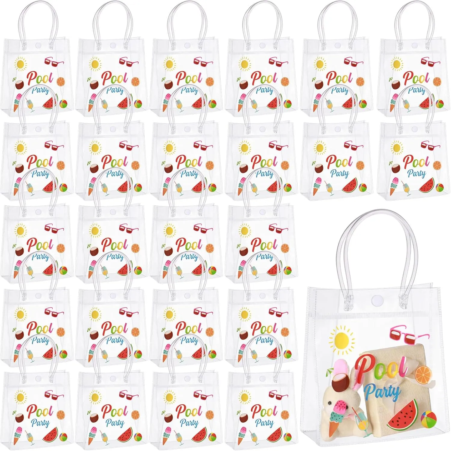 Sweetude 24 Pcs Summer Pool Beach Gift Bags, Pool Party Favors, Beach Party Favors, Gift Bags for Party Supplies, Birthday Swimming Pool Party Supplies, Hawaiian Luau Summer Party