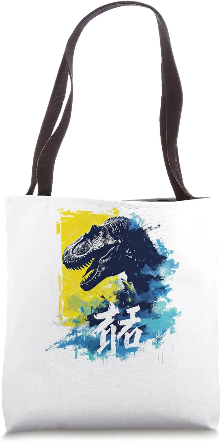 T Rex Dinosaur Japanese Streetwear Kanji Urban Artistic Tote Bag