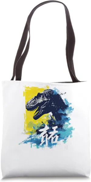 T Rex Dinosaur Japanese Streetwear Kanji Urban Artistic Tote Bag