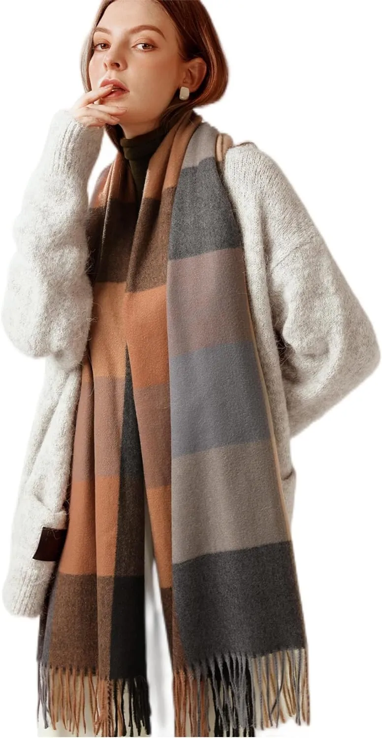 Tartan Plaid Scarves for Women Winter,Long Scarves for Women with Fringe,Super Soft Scarf for Women Winter