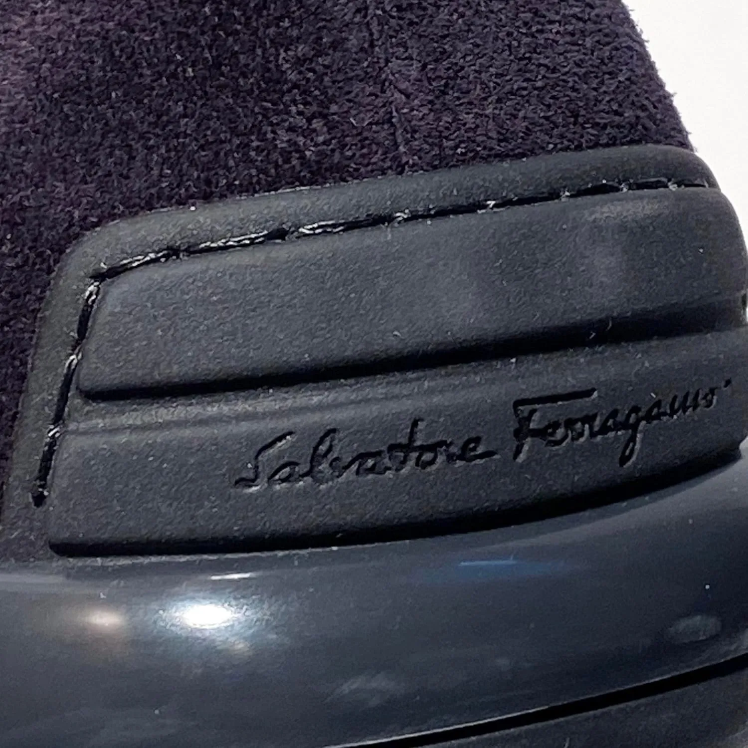 TASBY US 8 EU 41 Gancini Dark Blue Suede Leather Dress Drivers Loafers Men's Moccasin (Salvatore