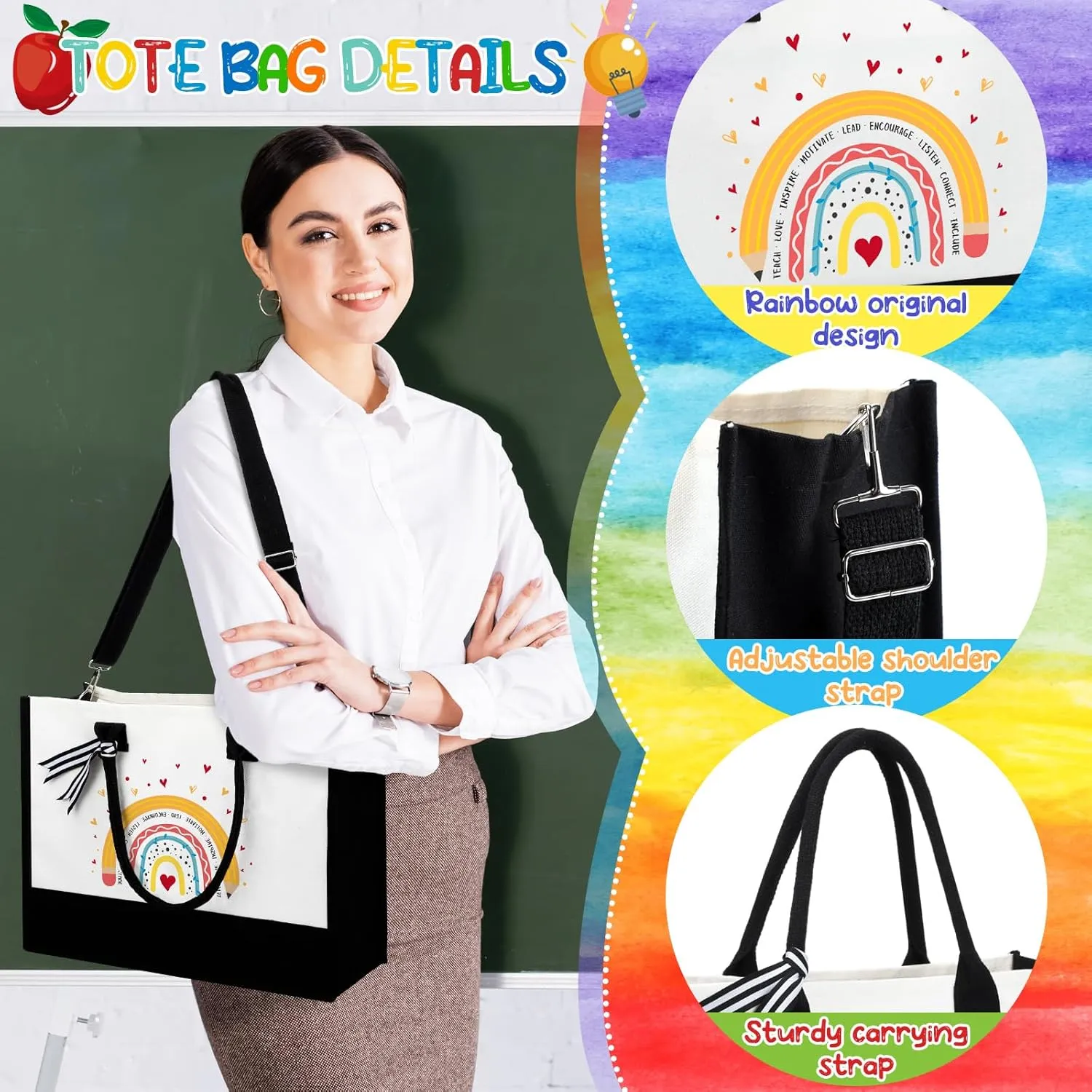 Teachers' Day Gifts Bulk Appreciation Gifts for Teacher Include a Tote Bag a Makeup Bag a Piece of Puzzle a Lavender Scented Candle a 16 oz Glass with Lid Straw and Brush