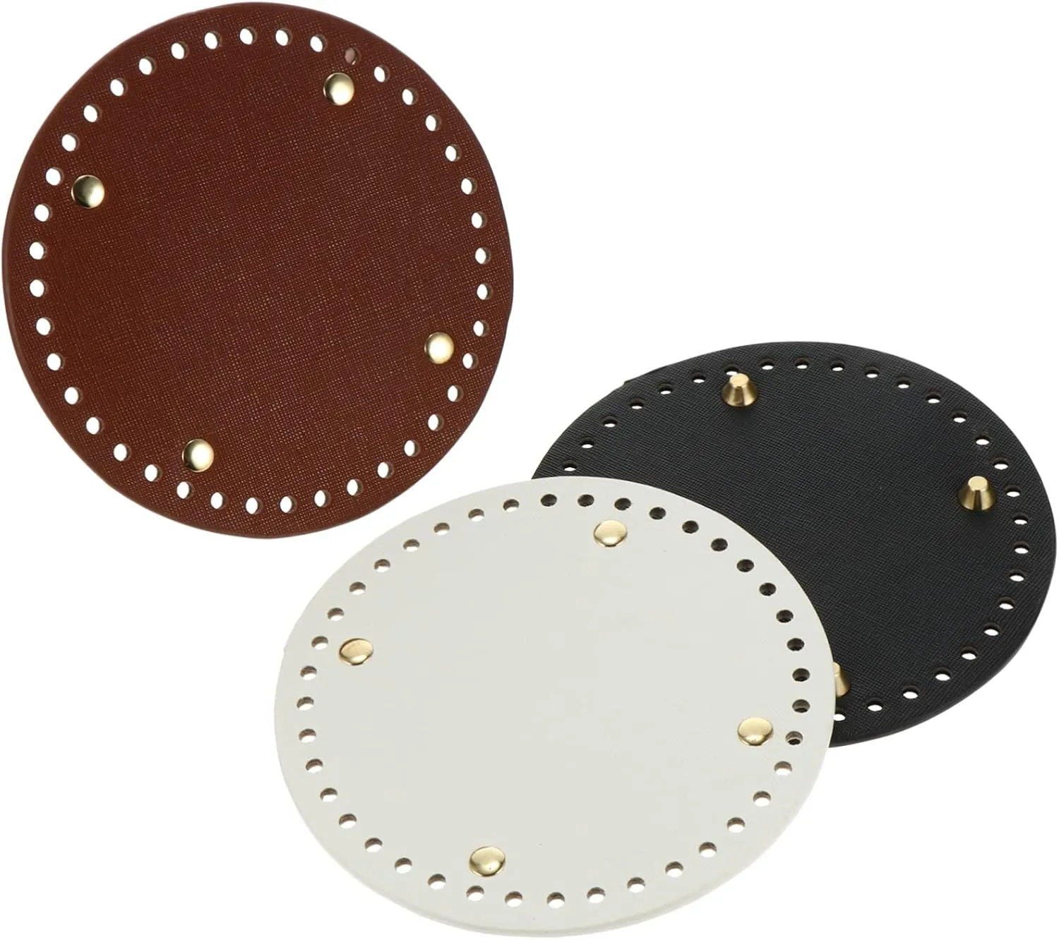 TEMPNAP 3Pcs PU Leather Knitting Board Round Bottom Cushion for DIY Supplies Design for Handbag Crochet Projects