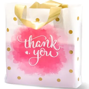 Thank You Bags Boutique Bags - 50 Pack 10x12In Extra Thick Merchandise Bags Bulk Plastic Shopping Bags for Small Business Retail Bags with Loop Handle