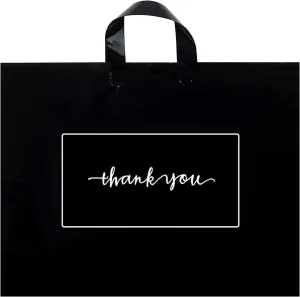 Thank You Merchandise Bags 50Pcs 12x15In Extra Thick 3.15Mil Retail Shopping Bags - Reusable Plastic Bags with Soft Loop Handle for Goodie Bags, Party, Stores, Boutique, Clothes