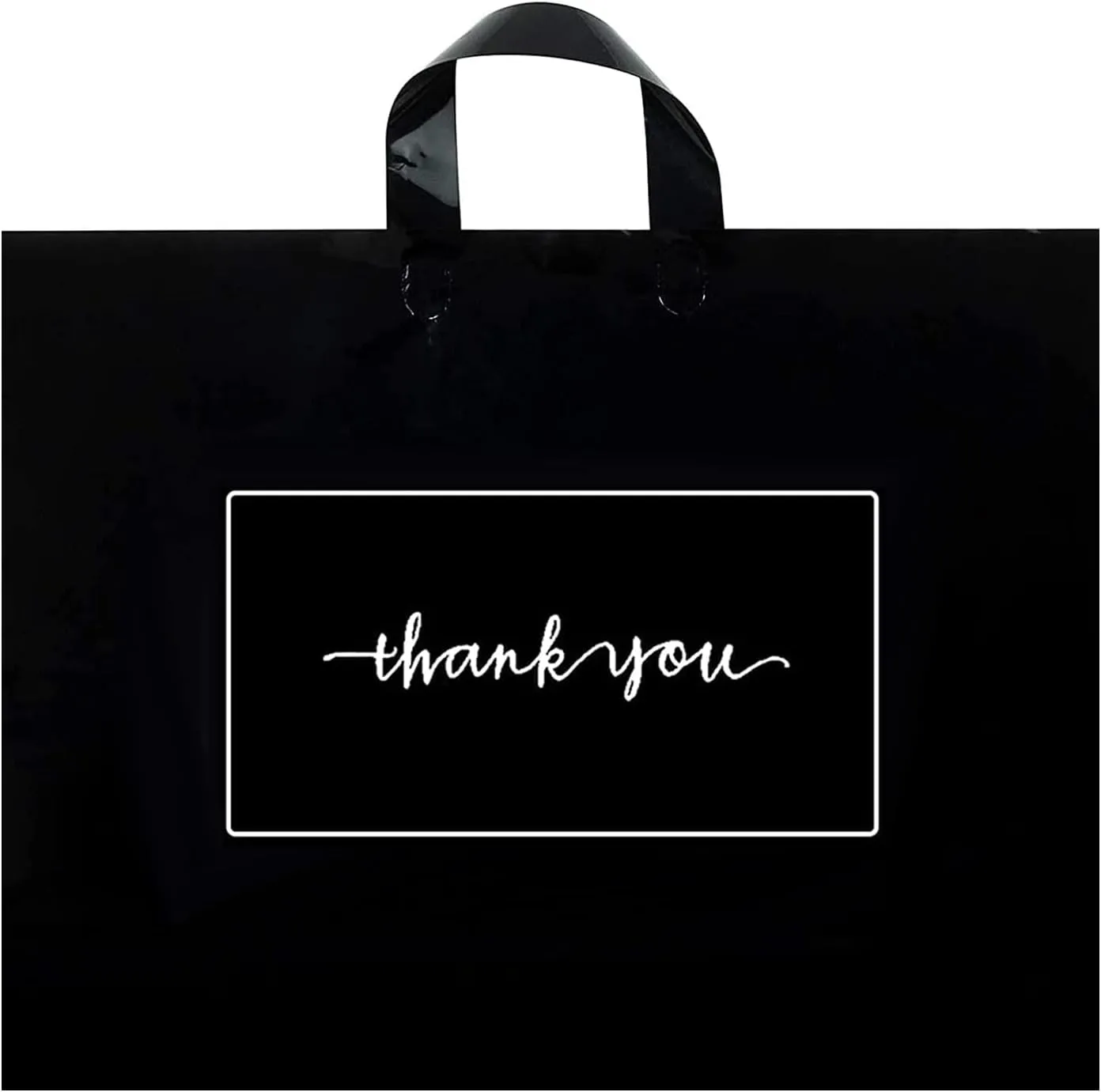 Thank You Merchandise Bags 50Pcs 12x15In Extra Thick 3.15Mil Retail Shopping Bags - Reusable Plastic Bags with Soft Loop Handle for Goodie Bags, Party, Stores, Boutique, Clothes
