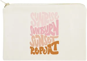 The Cotton & Canvas Co. Sunrise Sunburn Sunset Repeat Cotton Canvas Cosmetic Bag, Toiletry Bag and Travel Makeup Pouch, Summer, Beach, Bridesmaid, Gift for Her