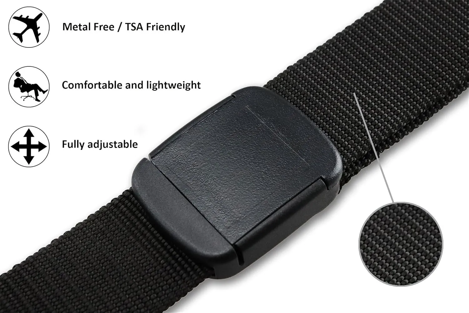 Thomas Bates Nylon Outdoor Hiker Belt Easy Trim Webbing for Perfect Fit Up to Size 42in Heavy Duty Plastic Adjustable Buckle