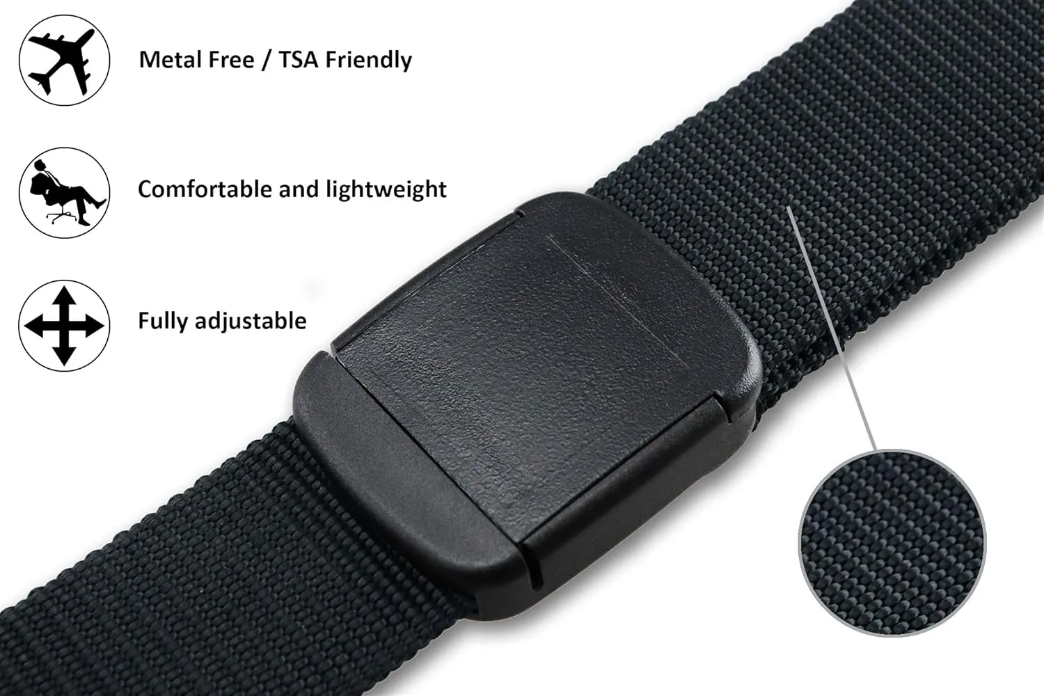 Thomas Bates Nylon Outdoor Hiker Belt Easy Trim Webbing for Perfect Fit Up to Size 42in Heavy Duty Plastic Adjustable Buckle