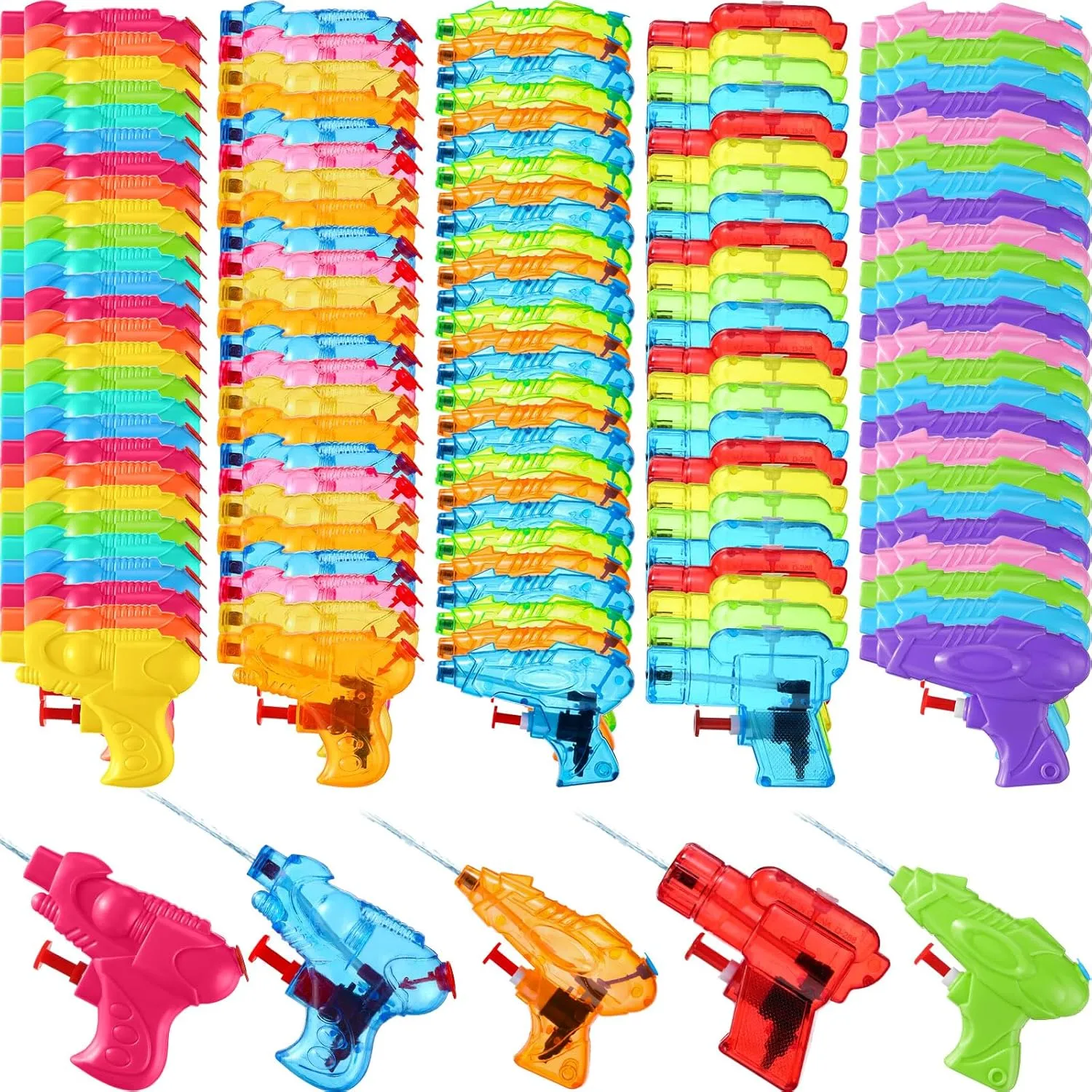 Threan 200 Pcs Water Gun Bulk Mini Water Gun Toy Assorted Squirt Shooter Gun Water Pistol for Adults Teens Summer Swimming Pool Beach Water Party Favor Outdoor Game Bath Birthday