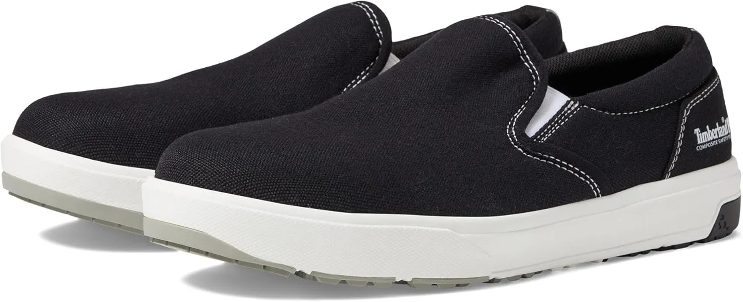 Timberland PRO Men's Berkley Slip-On Composite Safety Toe Industrial Casual Work Shoe, Black/White, 9.5M