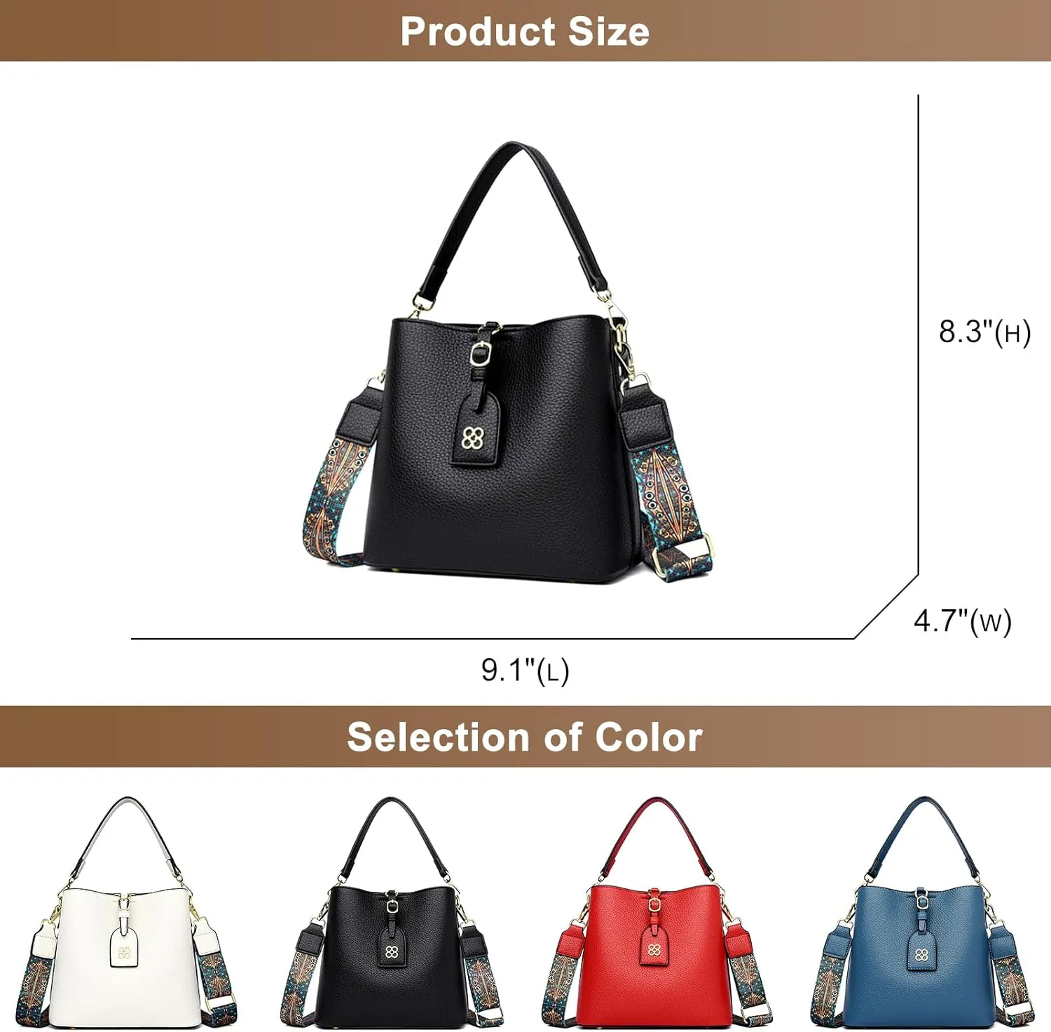 Tote Bag for Women Faux Leather Handbags Purses Fashion Shoulder Bags Top Handle Ladies Hobo Bucket Bag