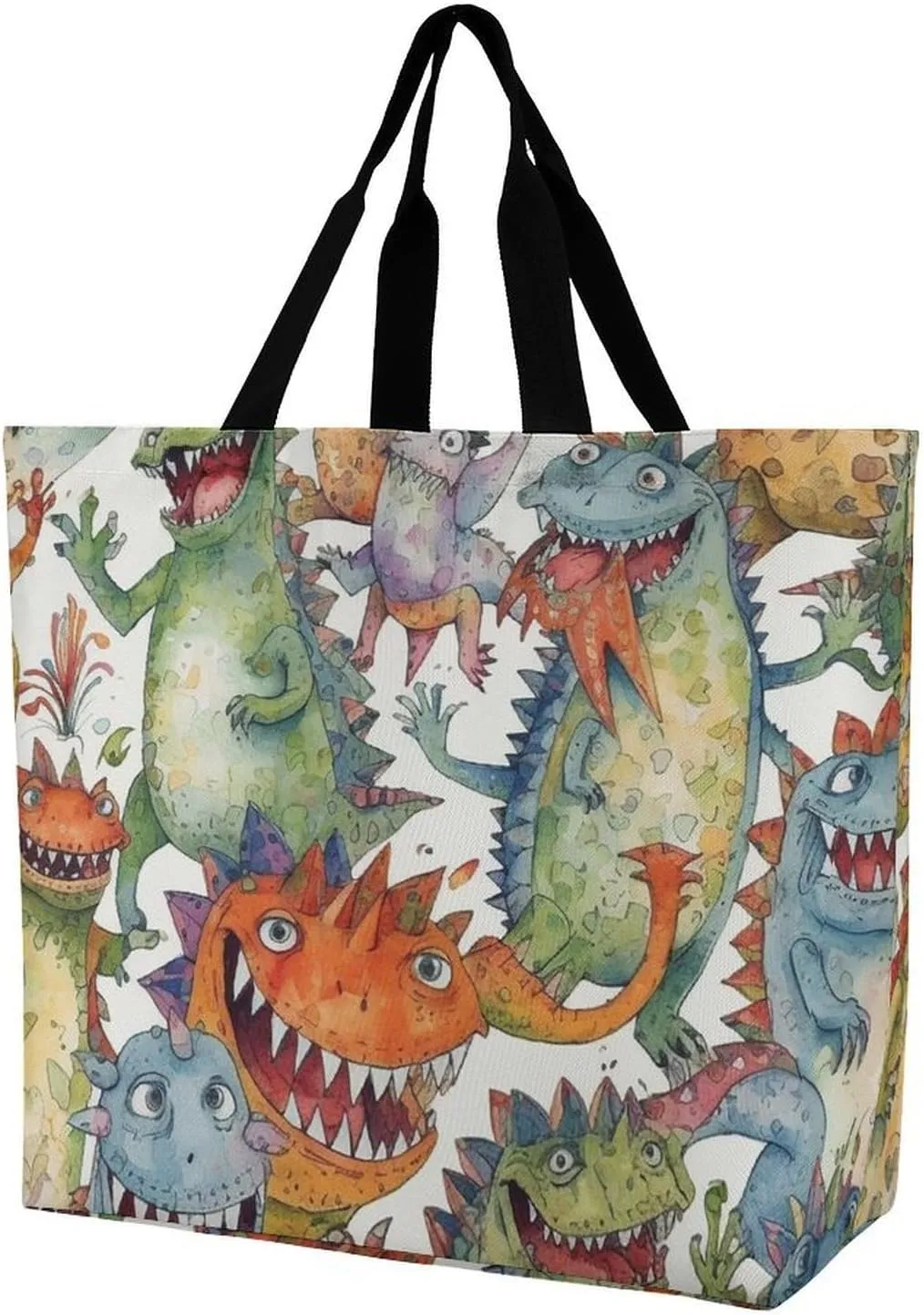 Tote Bag for Women Large Chaotic Colorful Monsters Printed Tote Bag Shoulder Bags Beach Bag Handbag for Travel Work
