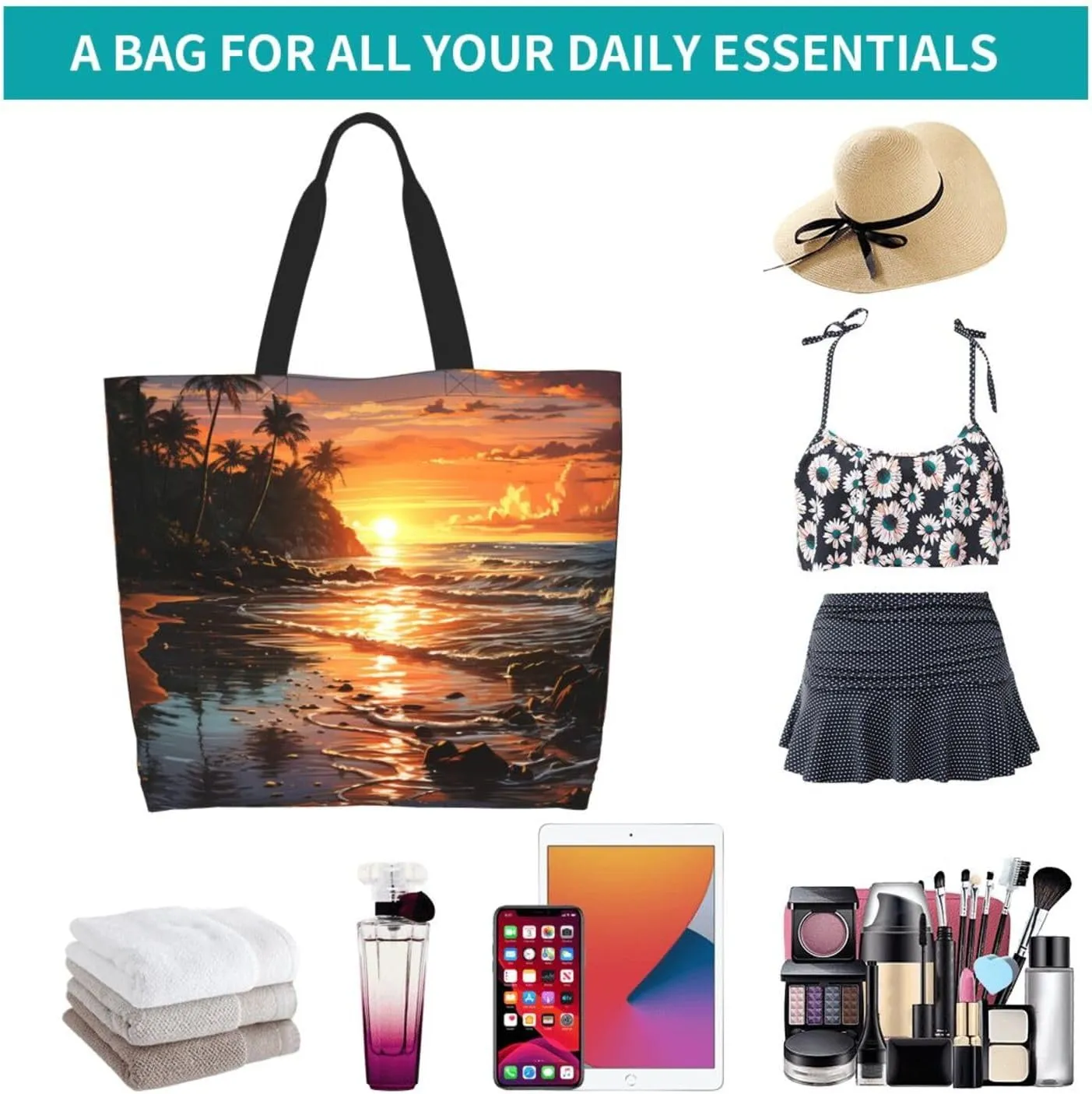 Tote Bag for Women Reusable Grocery Bag Shopping Bag Colorful Handprints Tote Bags Handbag Foldable Shoulder Bag