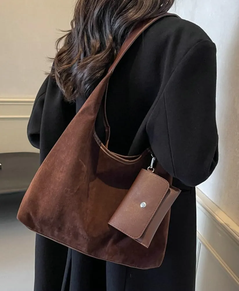 Tote Bag for Women Suede Shoulder Bags Satchel and Purse Bag Soft Stylish Handbag Dating Work Shopping