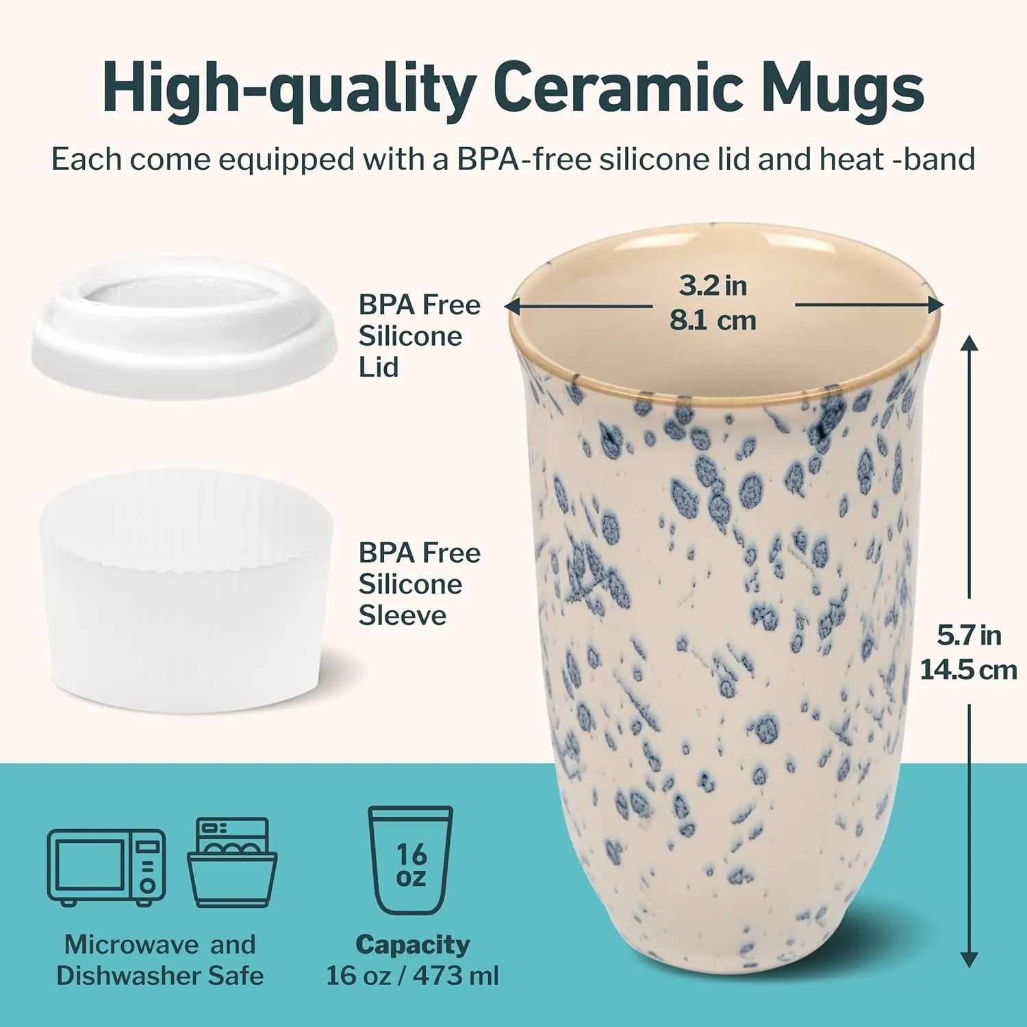 Travel Coffee Mug– Travel Coffee Tumbler – On the Go Coffee Mug – Microwave & Dishwasher Safe Green Coffee Tumbler - Gifts For Women Men Him Her – 16oz – Orchid