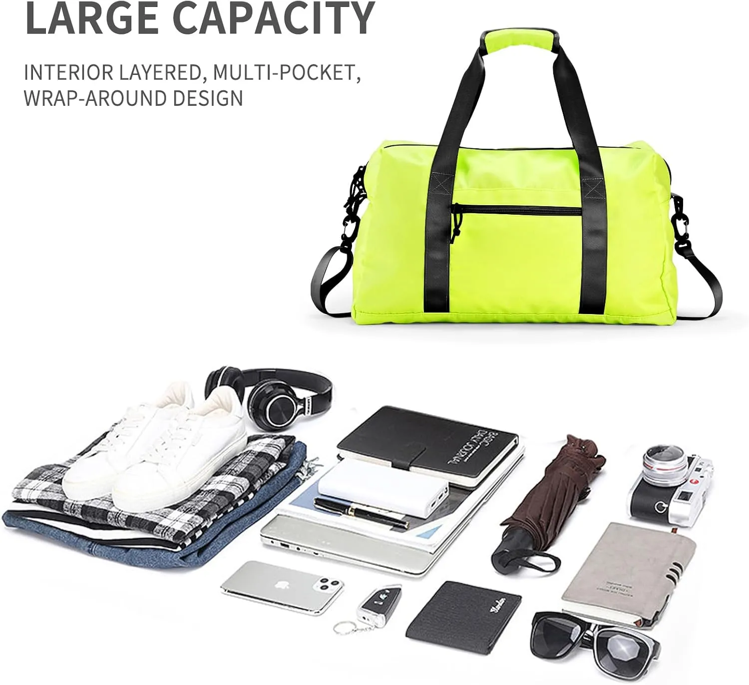 Travel Duffle Bag,Sport Gym Bag for Men And Women with Wet Pocket,Weekender Bag Carry On Tote Bags for Airplane