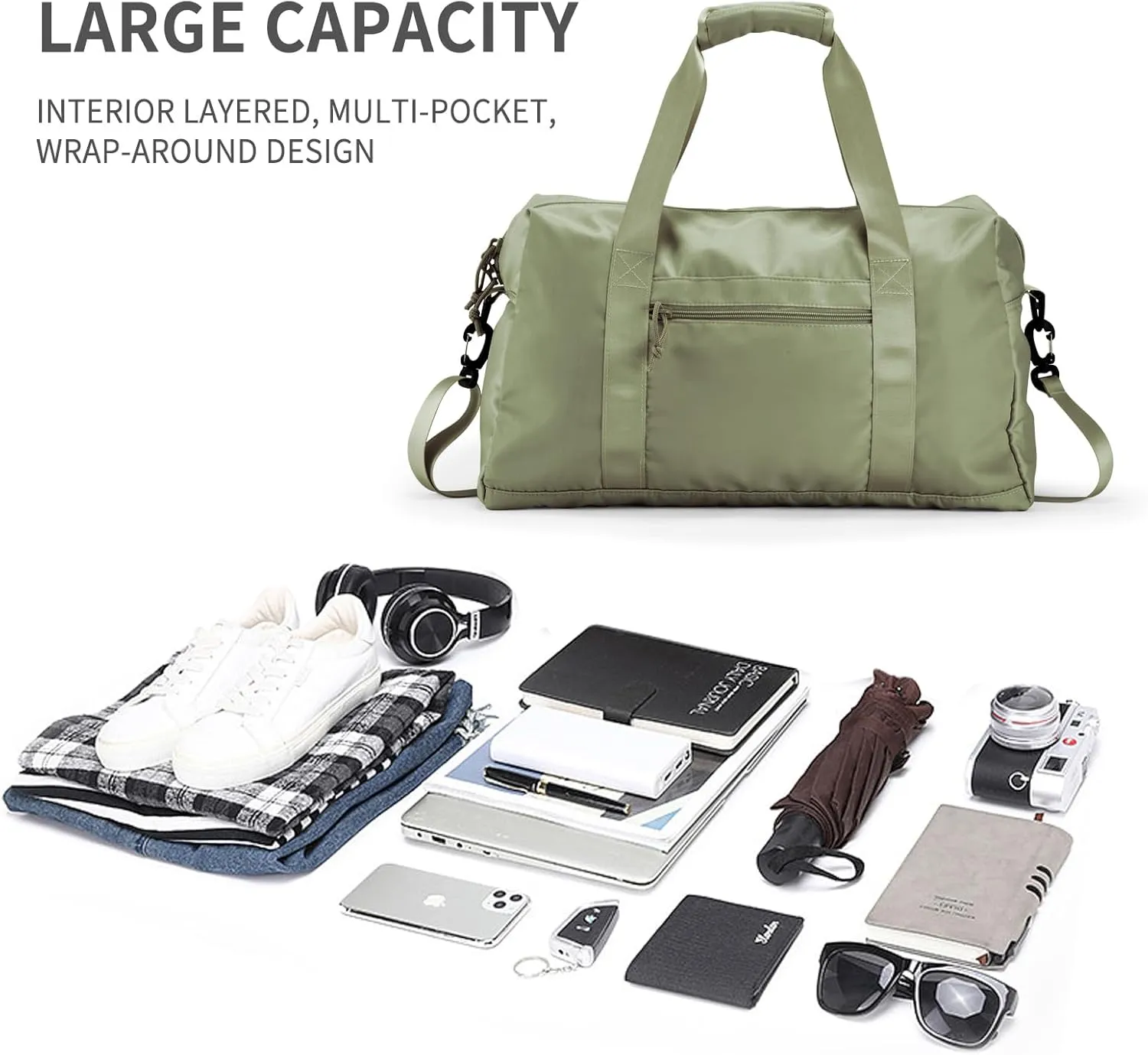Travel Duffle Bag,Sport Gym Bag for Men And Women with Wet Pocket,Weekender Bag Carry On Tote Bags for Airplane