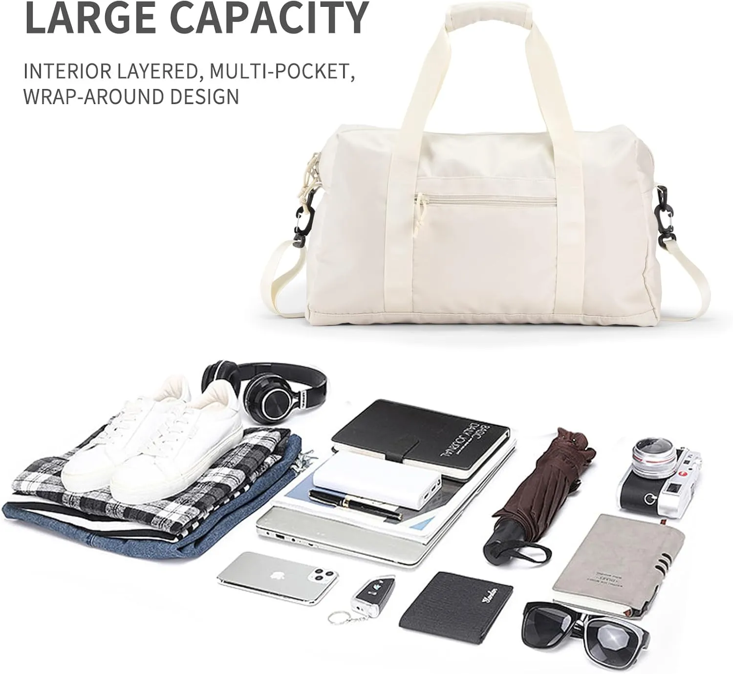 Travel Duffle Bag,Sport Gym Bag for Men And Women with Wet Pocket,Weekender Bag Carry On Tote Bags for Airplane