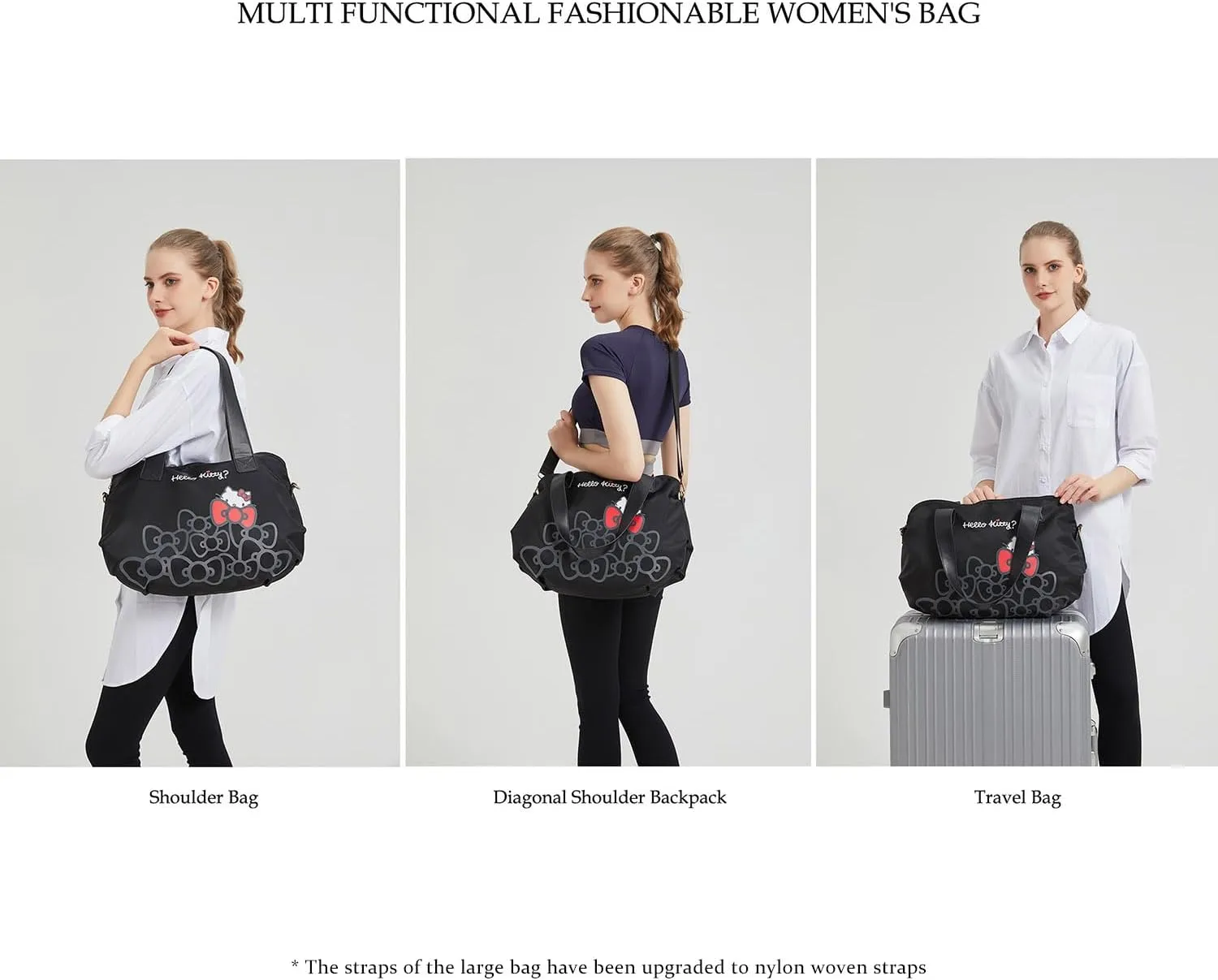 Travel Tote Bags with Zipper Weekender Overnight Bag Lightweight for Women Carry on Duffel Bag Trolley Sleeve Gym Work