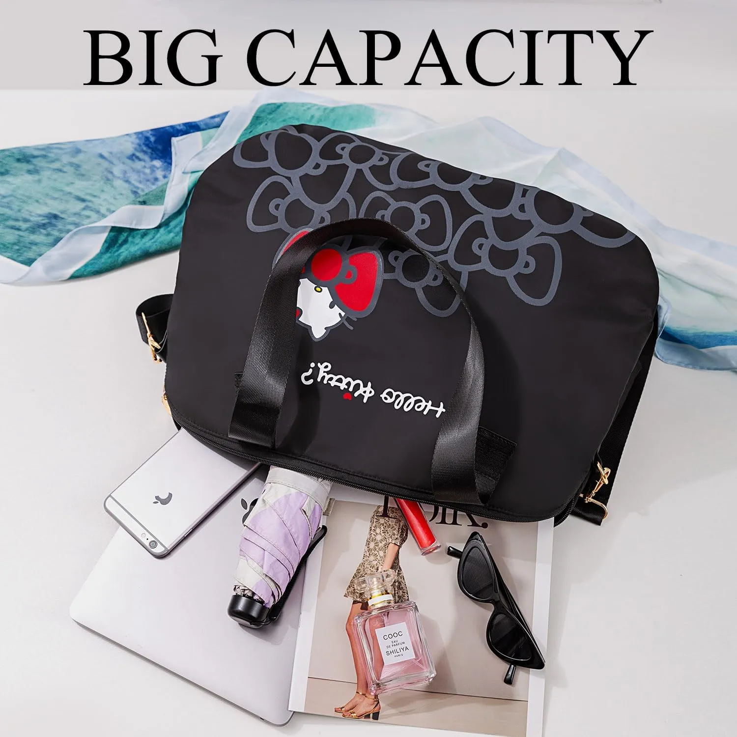 Travel Tote Bags with Zipper Weekender Overnight Bag Lightweight for Women Carry on Duffel Bag Trolley Sleeve Gym Work