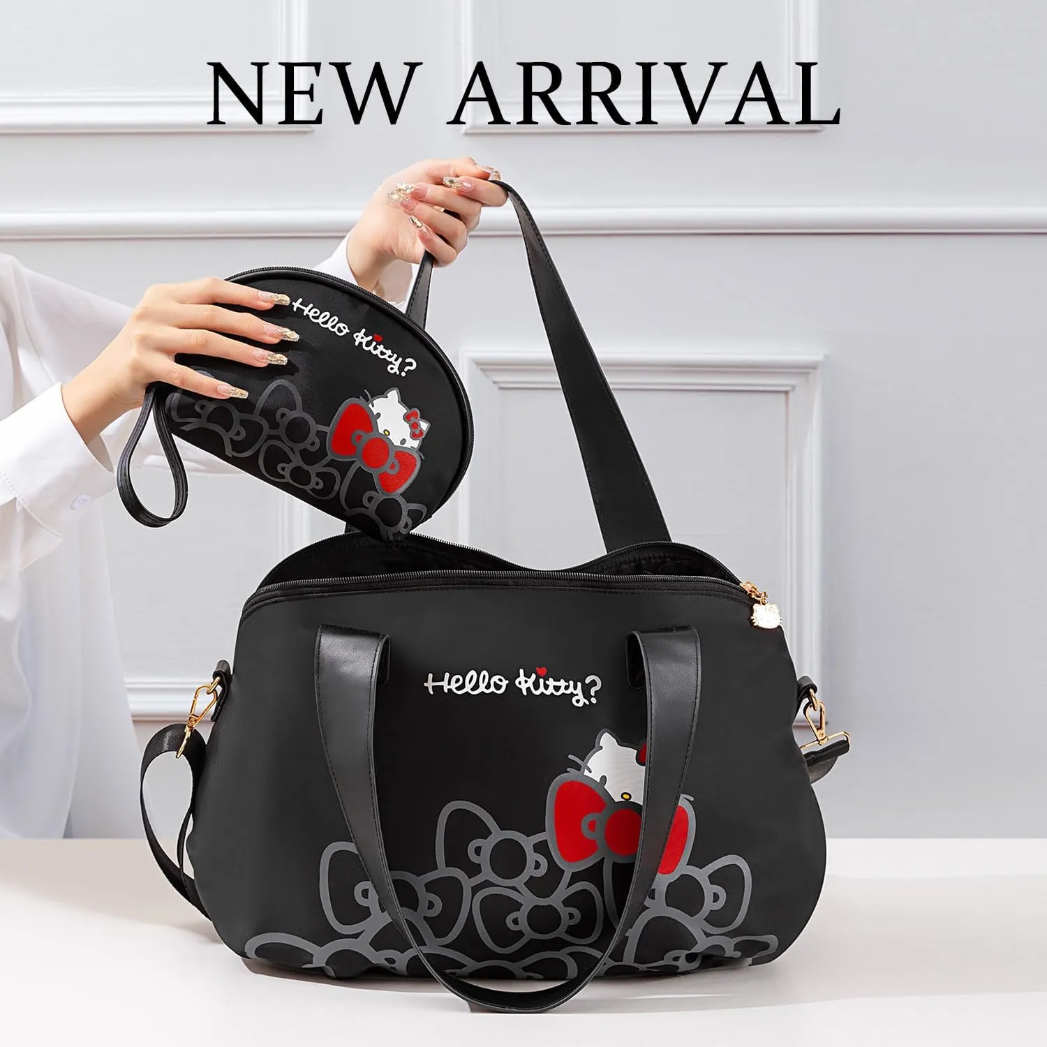 Travel Tote Bags with Zipper Weekender Overnight Bag Lightweight for Women Carry on Duffel Bag Trolley Sleeve Gym Work