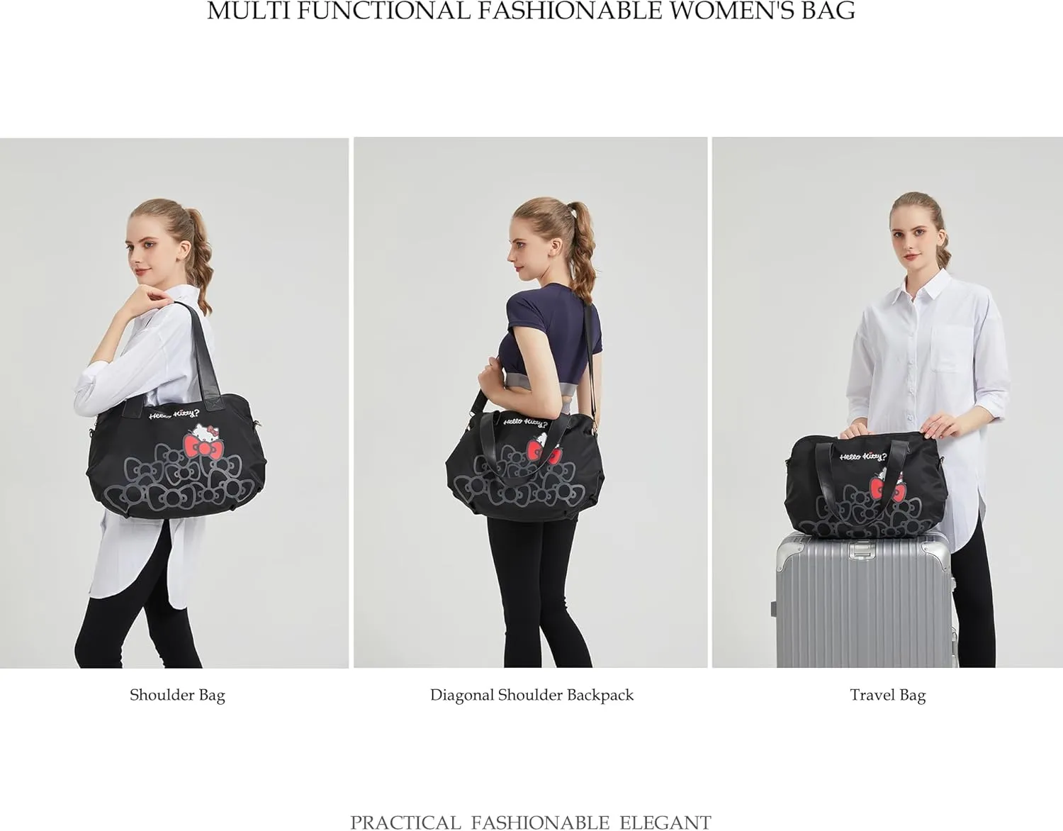 Travel Tote Bags with Zipper Weekender Overnight Bag Lightweight for Women Carry on Duffel Bag Trolley Sleeve Gym Work