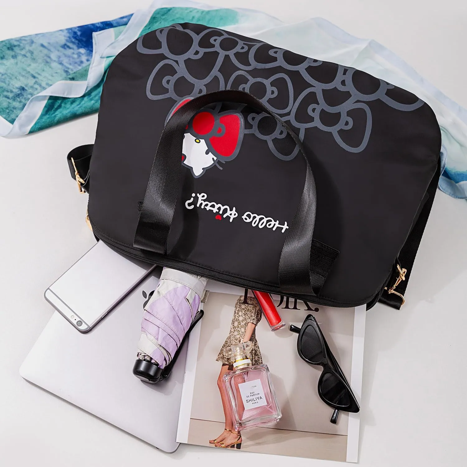 Travel Tote Bags with Zipper Weekender Overnight Bag Lightweight for Women Carry on Duffel Bag Trolley Sleeve Gym Work
