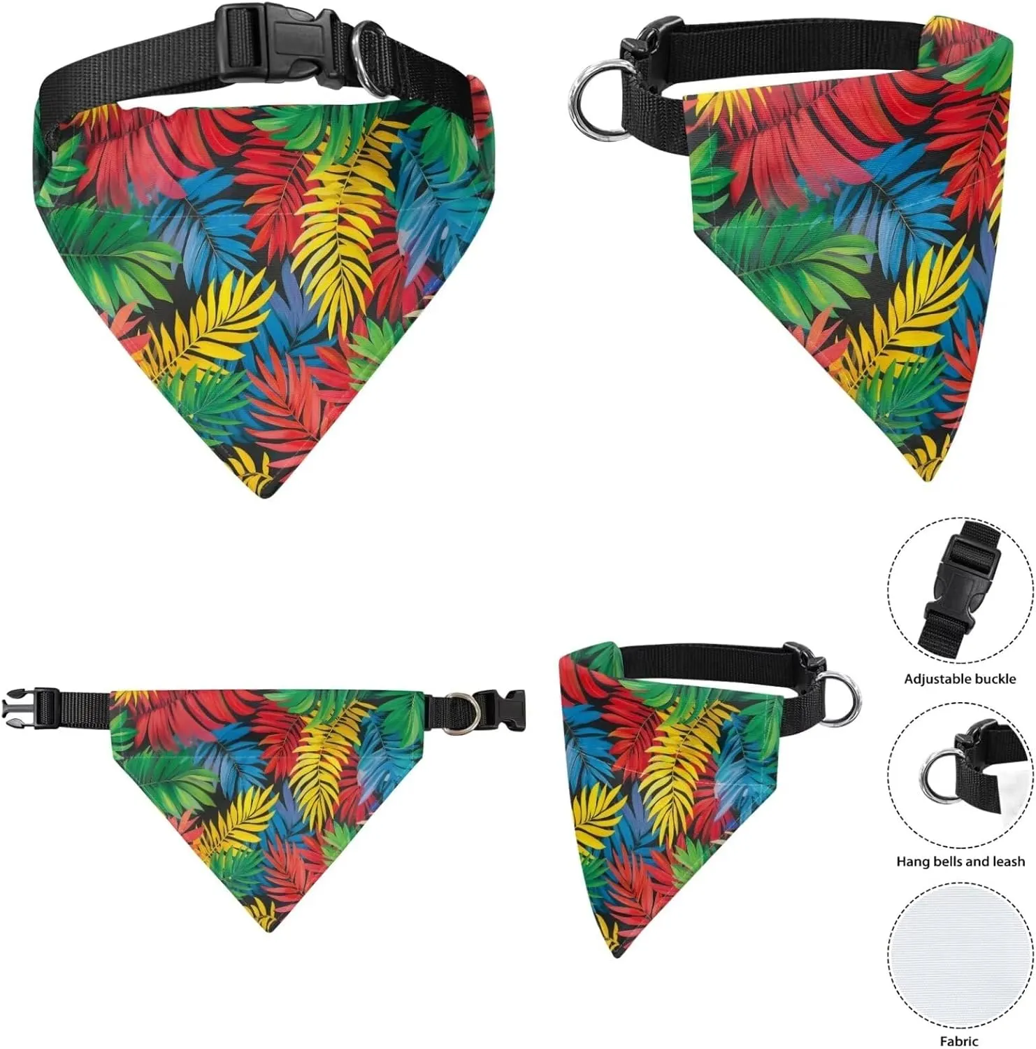 Tropical Pet Bag Cats and Dog Travel Portable Diagonal Shoulder Bag, Adjustable Pet Doggy Kitty Safety Leash Car Vehicle Seat Belt,Comfortable Dogs Bibs Scarf Reversible Bandana(Set of 3)