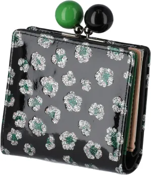 Tsumori Chisato Mini Wallet, Bifold Wallet, Glitter Flower, Black, One Size