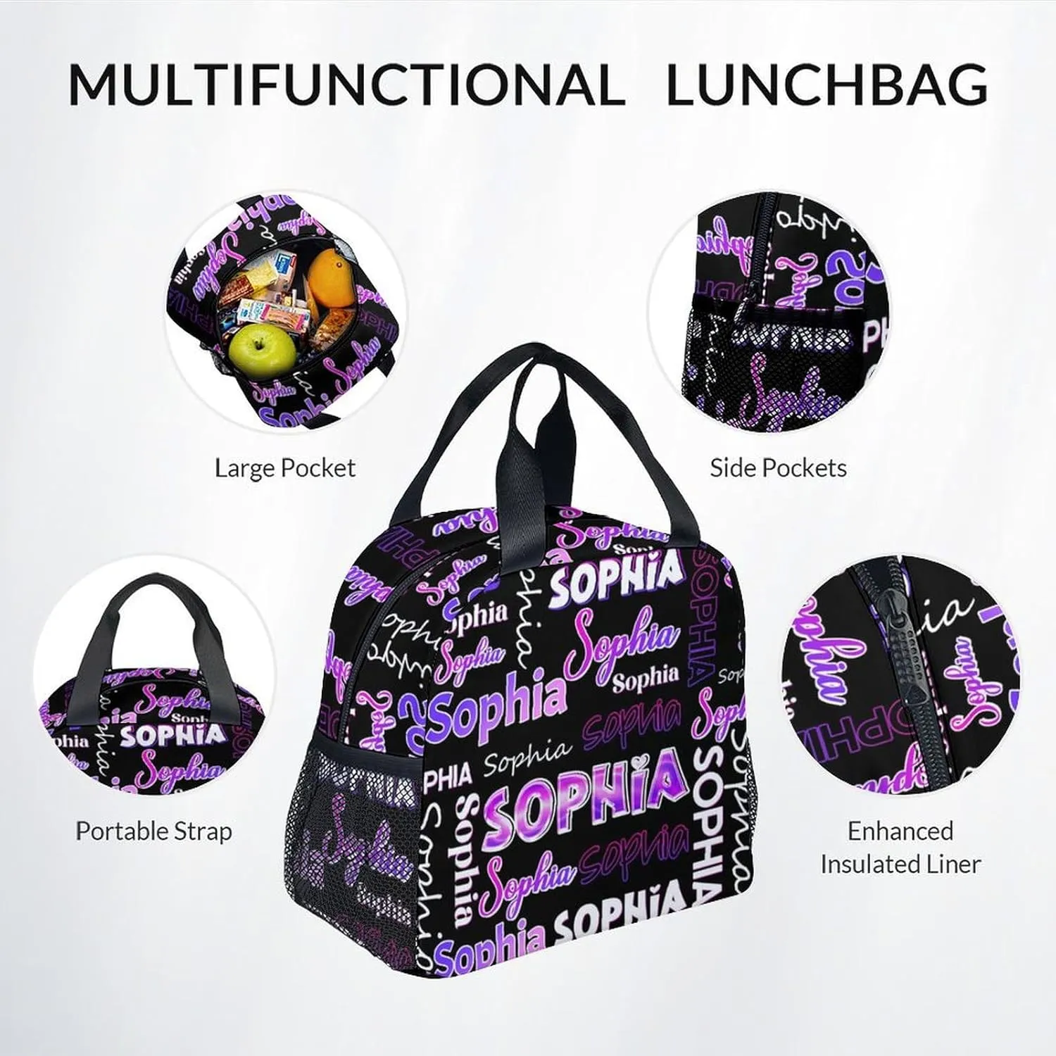 UNIKITTY Kids Backpack with Lunch Box Set - Personalized School Bags for Girls - Custom Backpack with Kids Name - 17 Inch Customized Toddler Bookbag