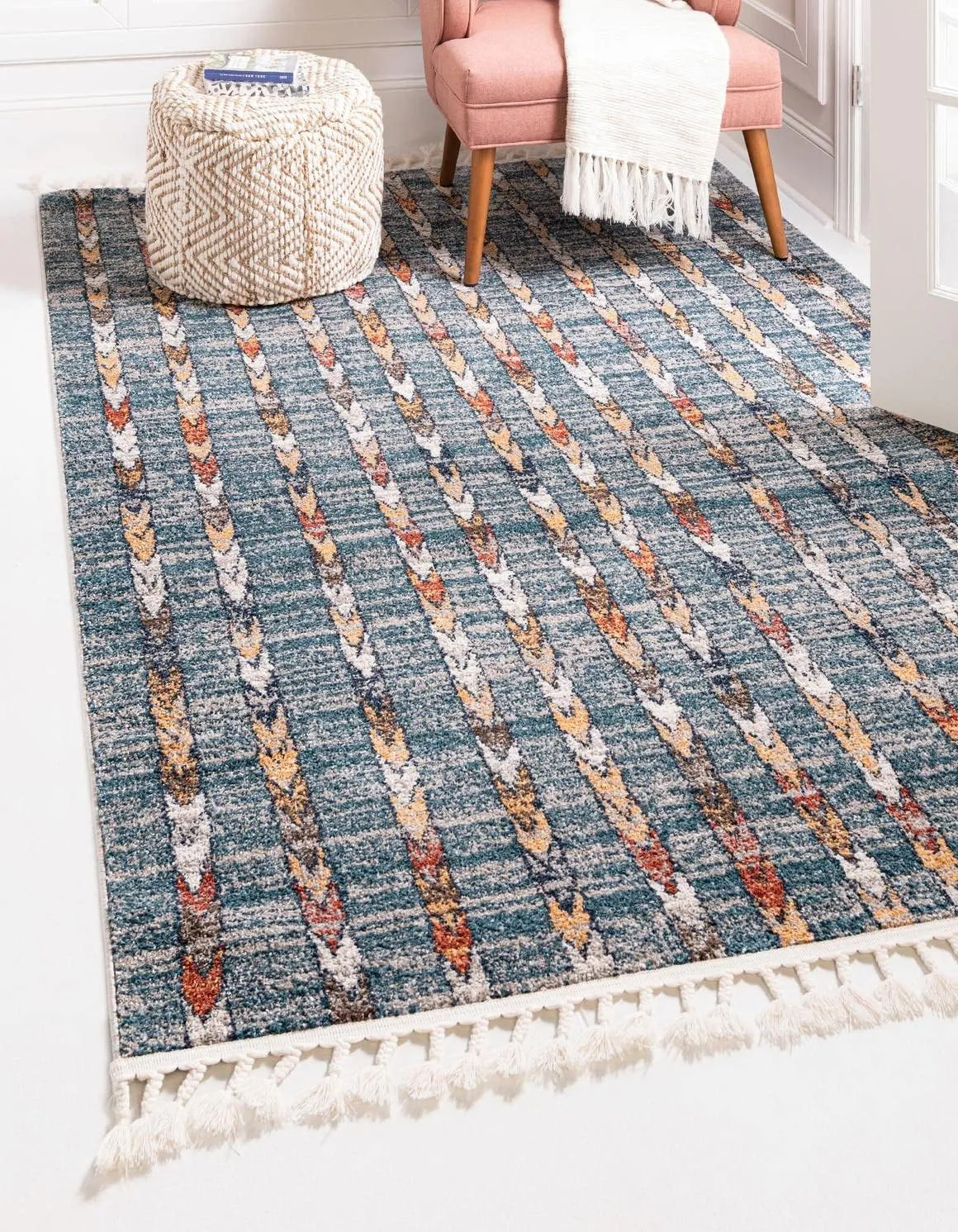 Unique Loom Aramis Collection Area Rug - Aras (2' x 3' 1" Rectangle, Blue/ Ivory)