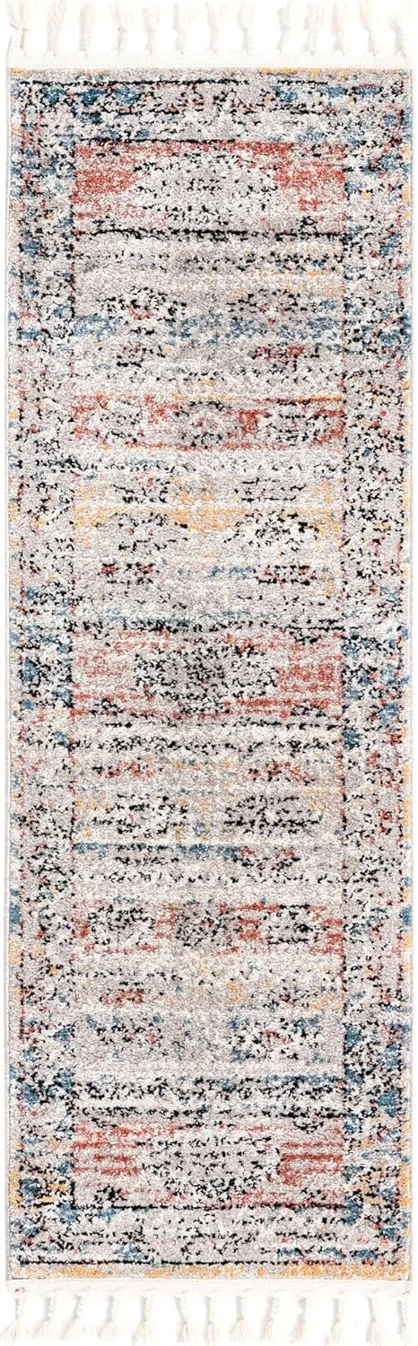 Unique Loom Aramis Collection Area Rug - Tal (2' x 6' 1" Runner, Multi/ Black)